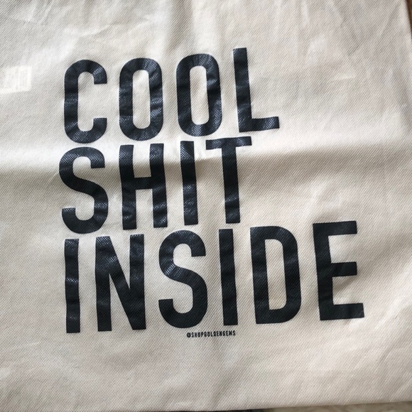 Cool Shit Inside Tote Bag Neutral Print Golden Gems Farmers Market Shopper Baggu - Picture 3 of 7